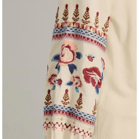 Sundance Wild Wonders Dress XL Linen Floral Embroidery Kaftan Slip Lined Cottage - Picture 3 of 5